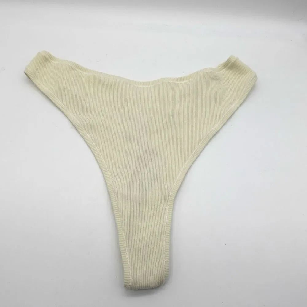 NWT SKIMS Ribbed Cotton Dipped Thong Bone Size 2X